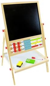 KRUZZEL Detská obojstranná tabuľa (kriedová a magnetická) s príslušenstvom - 6 v 1