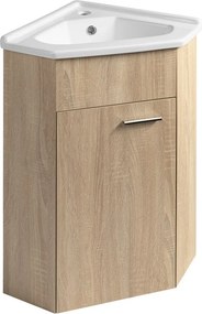 Aqualine Aqualine, ZOJA rohová umývadlová skrinka 39x74x39cm, dub platin, 50346