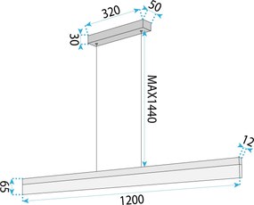 Toolight Toolight, LED stropné svietidlo 120cm, APP1694-CP, zlatá matná, OSW-07891