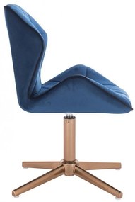 LuxuryForm DESIGN Stolička MILANO MAX VELUR na zlatom kríži - modrá