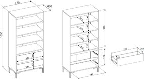 Široký regál so zásuvkami Korsika, dub artisan