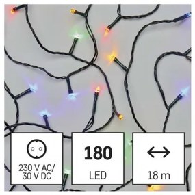 LED vianočná reťaz, 18 m, vonkajšia aj vnútorná, multicolor, časovač