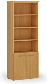 Kombinovaná kancelárska skriňa PRIMO WOOD, dvere na 2 poschodia, 800 x 420 x 2128 mm, buk