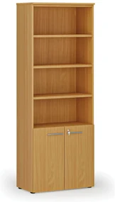 Kombinovaná kancelárska skriňa PRIMO WOOD, dvere na 2 poschodia, 800 x 420 x 2128 mm, buk