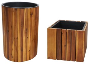 Set 2 kvetináčov HWC-L24, akáciové drevo - hnedá