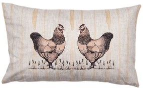 Béžová obliečka na vankúš so sliepočkami Happy Easter - 30*50 cm