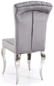 Sametová jídelní židle Prince šedá/chrom