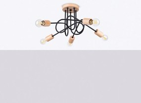 Stropné svietidlo Ember 5, drevené telo svietidla, b