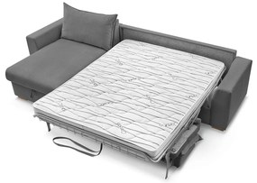 Sivá menčestrová rozkladacia rohová pohovka (variabilná) Augustin – Bobochic Paris