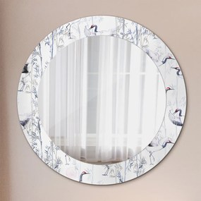 Okrúhle ozdobné zrkadlo Žeriavy vtáky fi 60 cm