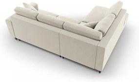 Béžová zamatová rozkladacia/s úložným priestorom rohová pohovka (ľavý roh/do L) Kyoto – Cosmopolitan Design