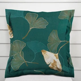 Biante Bavlnená obliečka na vankúš s lemom Sandra SA-428 Ginkgo listy na petrolejovom 30 x 50 cm