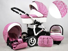 Detský kočík Rafpol White Lux - Dark Pink (3-kombinácia)