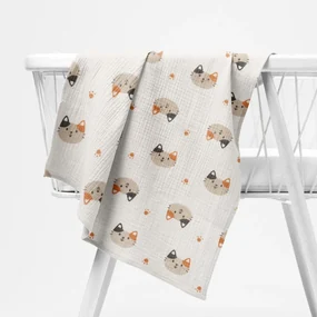 Biante Mušelínová plienka/dečka Nature MSN-061 Mačky na bielom - ZVÝHODNENÁ SADA 3 KS 100x100 cm - Sada 3 ks