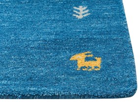 Vlnený koberec gabbeh 160 x 230 cm modrý CALTI Beliani