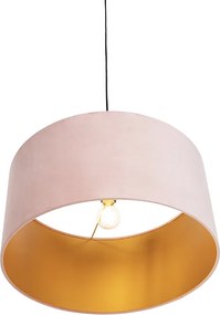 Závesné svietidlo s ružovým zamatovým tienidlom so zlatom 50 cm - Combi