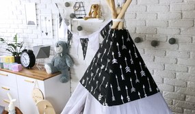 Detský stan TEEPEE (TÍPÍ) ŠÍPY s doplnkami - sivý / čierny