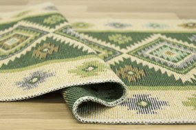 Obojstranný koberec / behúň Kilim romby zelený