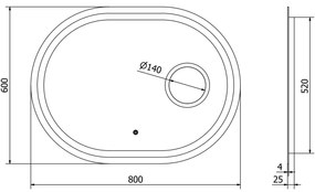 Mexen Umba, LED kúpeľňové zrkadlo s podsvietením a kozmetickým zrkadlom 80 x 60 cm, 6000K, ochrana proti zahmlievaniu, 9822-080-060-611-00