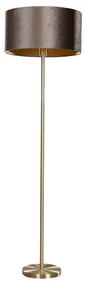 Stojacia lampa mosadz s velúrovým tienidlom hnedá 50 cm - Simplo