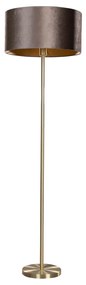 Stojacia lampa mosadz s velúrovým tienidlom hnedá 50 cm - Simplo