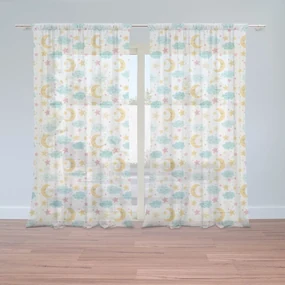 Sablio Záclony Mesiac a modré obláčiky: 2ks 150x250cm