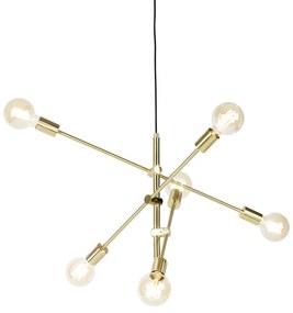 Inteligentné závesné svietidlo mosadzné 6-žiarovkové vrátane Wifi G95 - Sydney