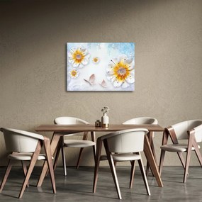 Obraz - Kompozícia s kvetmi a motýľmi (70x50 cm)