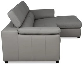 Kožená rohová sedacia súprava LOREN II, pravá, sivá (madras - 128 grey)
