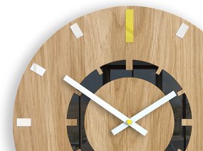 Dřevěné nástěnné hodiny Atena 33 cm žluté/bílé