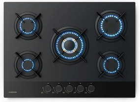 Klarstein Goldflame Nano plynová varná doska, 5 mosadzných horákov, Nano povlak, LPG/zemný plyn