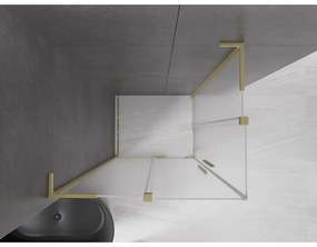 Mexen Velar L Duo, sprchový kút s posuvnými dverami 90 x 80 cm, 8mm sklo námraza, zlatá matná, 871-090-080-02-33-55