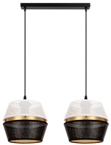 Luster na lanku PARIS 2xE27/60W/230V biela/čierna/zlatá