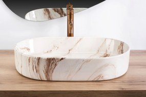 Rea Nadia, umývadlo na dosku 610x385x120 mm, imitácia kameňa - Marrone, REA-U9239
