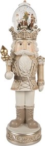 Béžová dekorácia Luskáčik Nutcracker s LED svetielkami - 14*14*49 cm / 3*AA