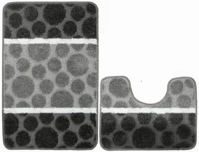 Sada kúpeľňových koberčekov SIENA sivá, pruhy / bodky