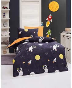 Detské obliečky na jednolôžko v tmavomodrej a oranžovej farbe 140x200 cm Astron – Mijolnir