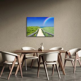 Obraz - Krajina a dúha (70x50 cm)