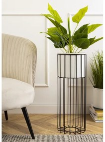 Kovový kvetináč LOFT 55x20 cm čierna/biela
