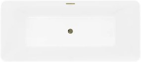 Mexen Velo Slim, voľne stojaca vaňa 170 × 75 cm, biela lesklá, zlatý lesklý prepad, 52811707500-50