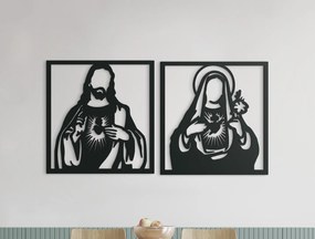 drevko Dvojdielny obraz Srdce Ježiša a Srdce Márie Rozmer obrazu: 33 x 65 cm, Farba dekorácie: Čierna