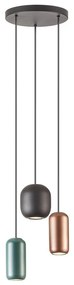 Redo 01-3480 - Luster na lanku BOOM 3xGU10/10W/230V pr. 33 cm čierna/zelená/hnedá