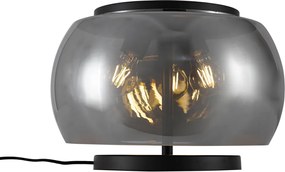 Dizajnová stolná lampa čierna s dymovým sklom 3-svetlá - Bino