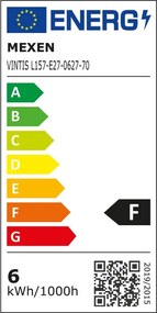Mexen Vintis, LED žiarovka E27, G95, 6W, Teplá - 2700K, 510 lm, dymová - L157-E27-0627-70
