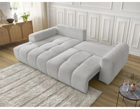 Svetlosivá rozkladacia/s úložným priestorom rohová pohovka z textílie buklé (ľavý roh/s leňoškou) Roxelane – Bobochic Paris