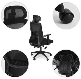 Ergonomická kancelárska stolička s priedušným operadlom a opierkou hlavy