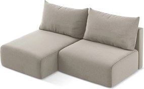 Taupe zamatová rozkladacia/s úložným priestorom rohová pohovka (ľavý roh/s leňoškou) Kalena – Makamii