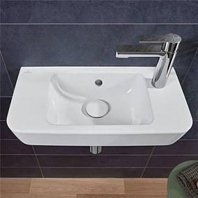 VILLEROY &amp; BOCH O.novo Compact závesné umývadielko s otvorom vpravo, s prepadom, 500 x 250 mm, biela alpská, s povrchom AntiBac a CeramicPlus, 4342R5T2