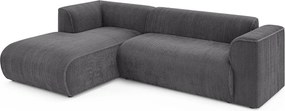 Tmavosivá menčestrová rohová pohovka (ľavý roh/s leňoškou) Merid – Ropez