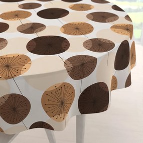 Biante Bavlnený okrúhly obrus Sandra SA-488 Hnedo-béžové designové púpavy Ø 120 cm